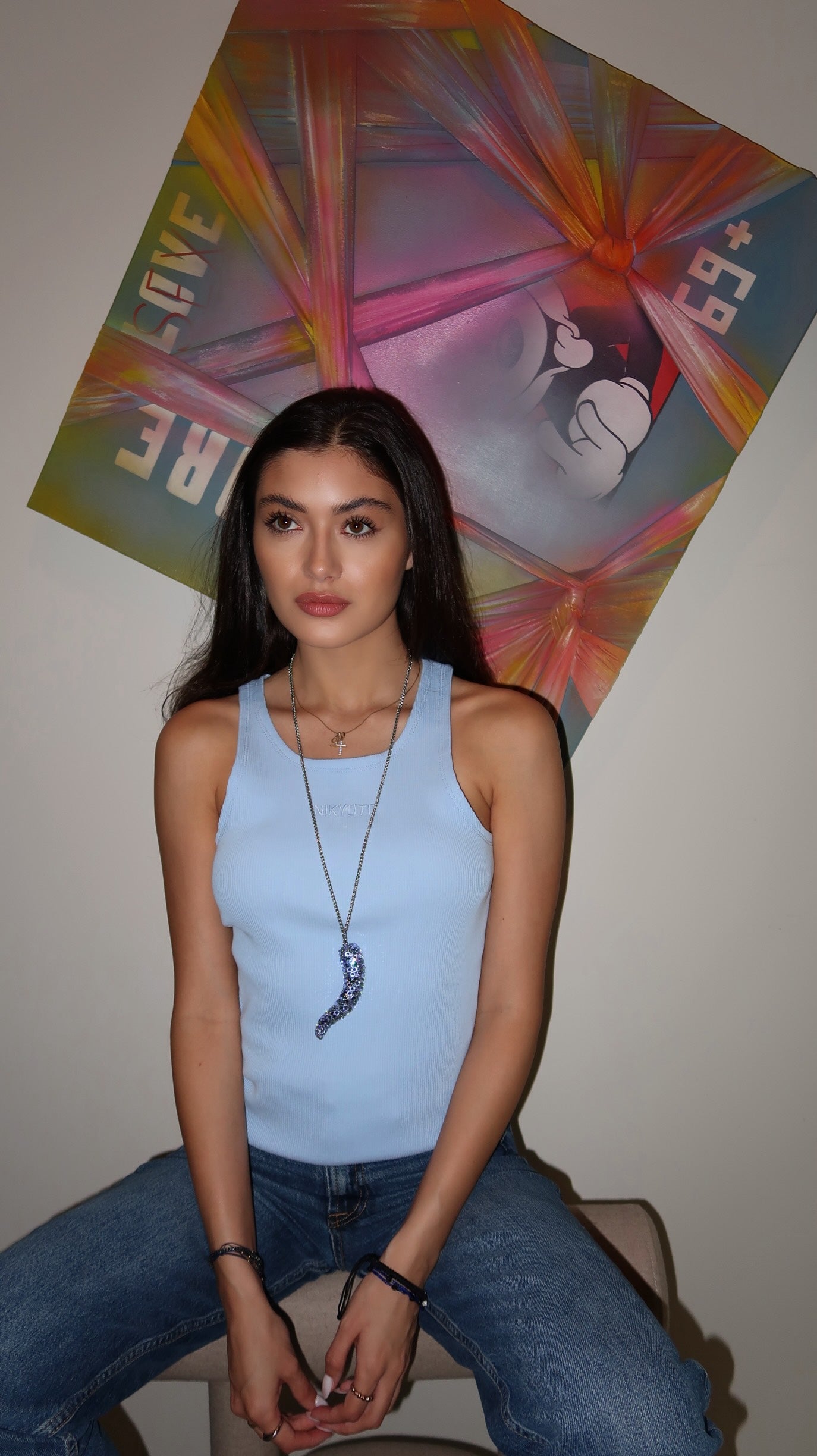 Ribbed Tank Top - bleu bébé